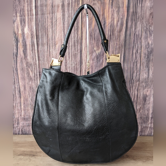 Foley + Corinna Handbags - Foley + Corinna Black Hobo Bag with Gold Accents